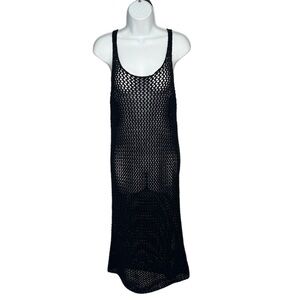 H&M Divided black see-through crochet midi swimsuit cover-up dress size 4